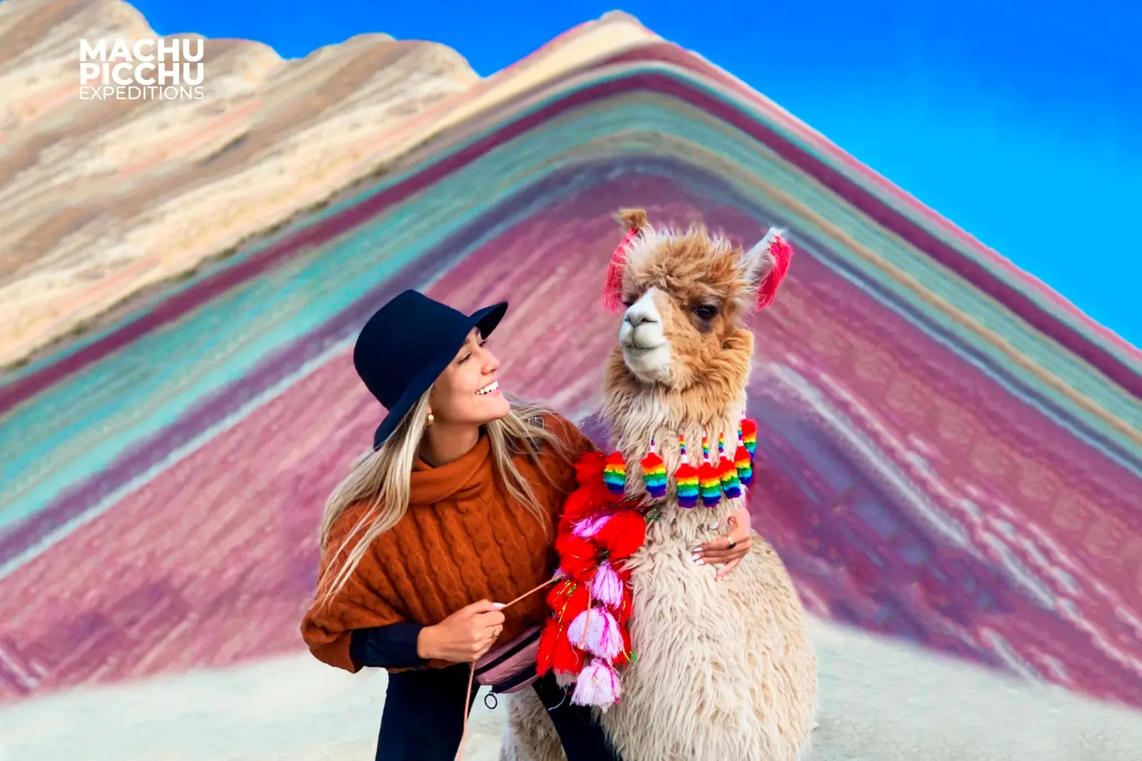 Vinicunca Rainbow Mountain striped slopes